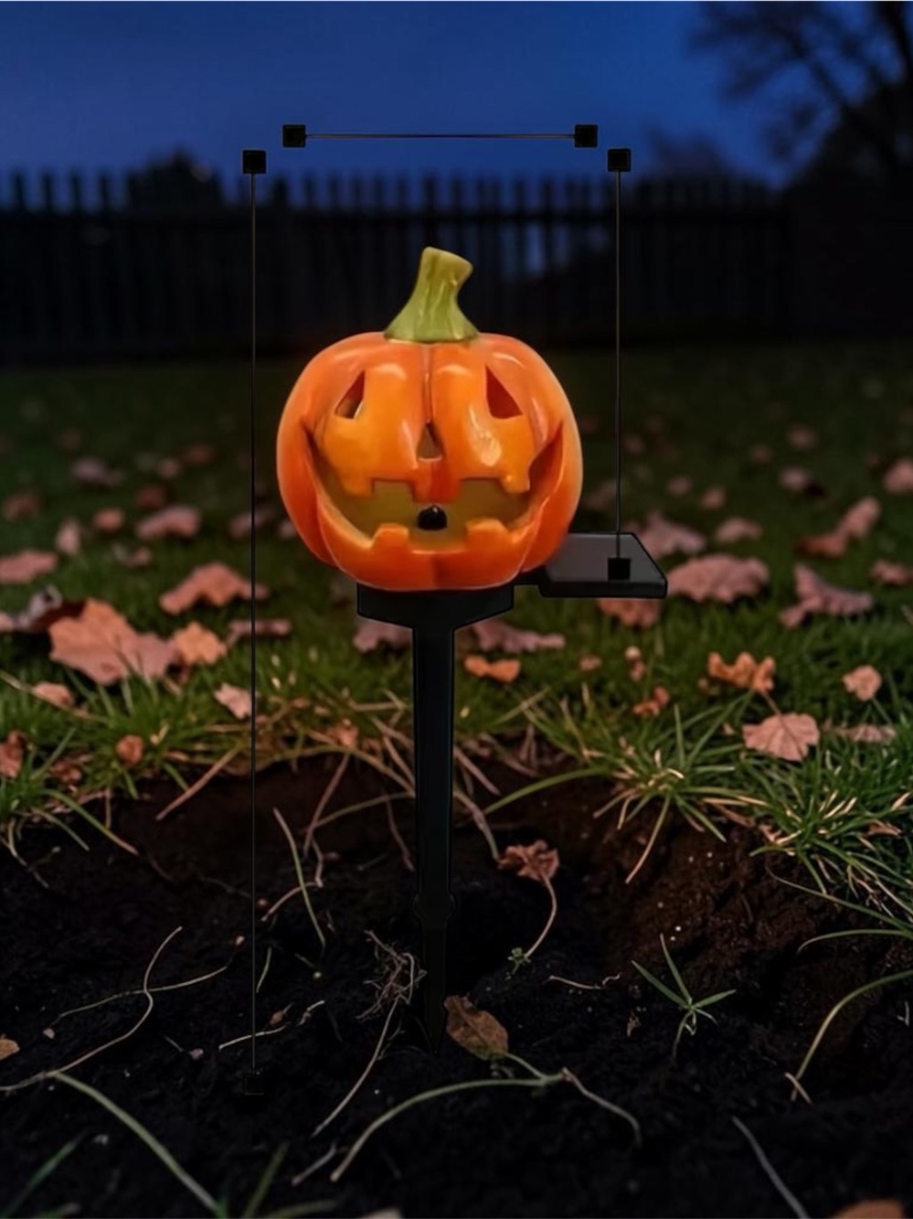Solar Jack-O'-Lantern Outdoor Lights - Orange